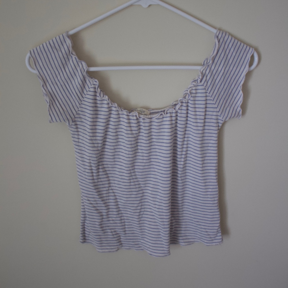Brandy Melville Striped Off the Shoulder Crop Top